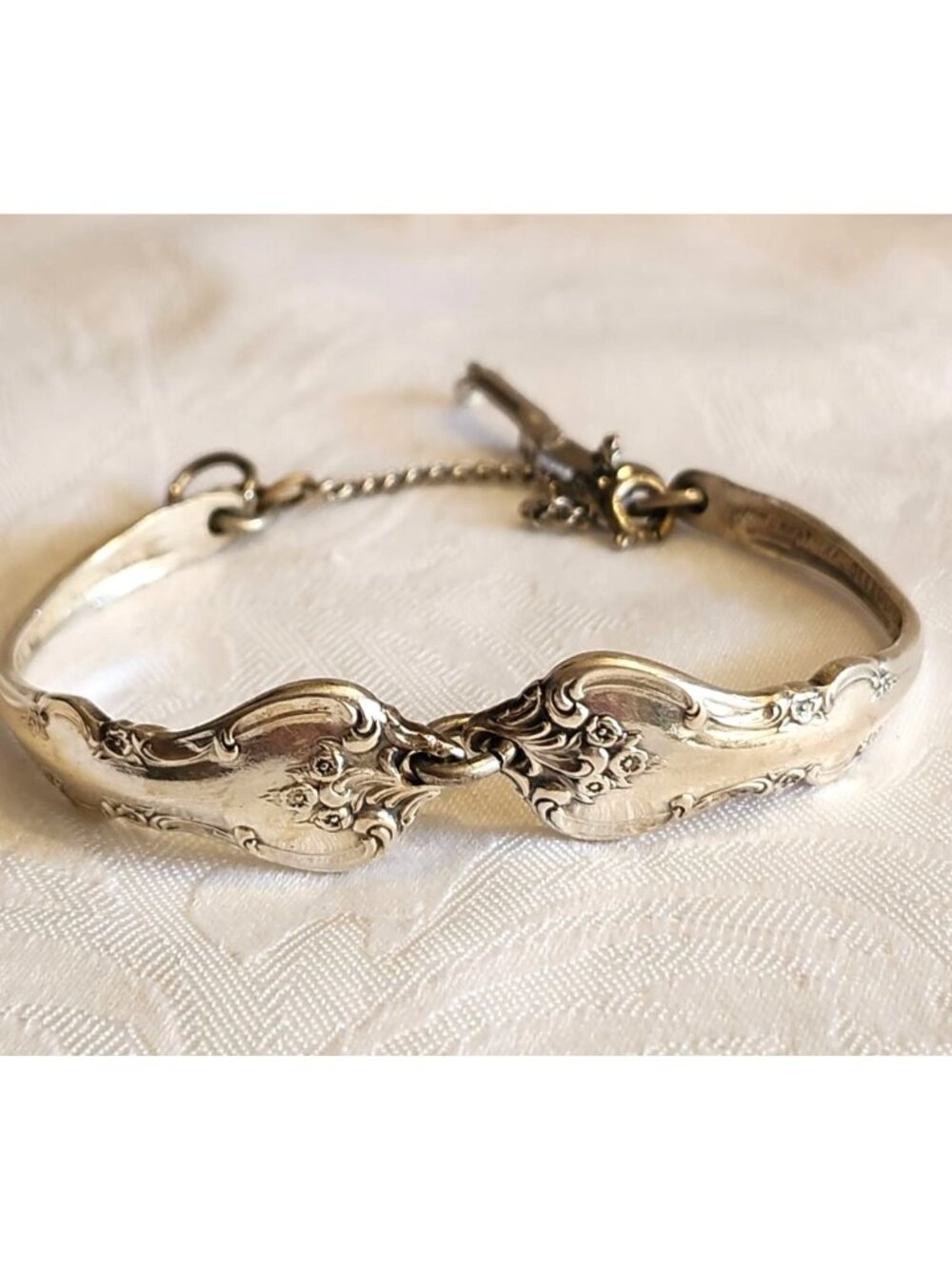 Vintage International Deepsilver Spoon Bracelet Filigree Design 1980s Classic Je